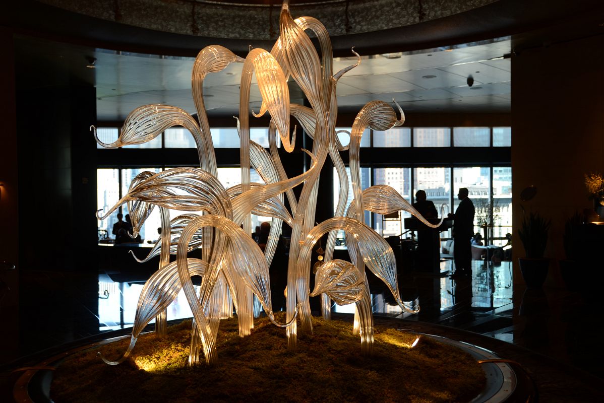 25 Dale Chihuly Glass Crane Sculpture Rises Out Of An Oriental Moss Garden In The Mandarin Oriental 35th Floor Lobby Of Mandarin At New York Columbus Circle